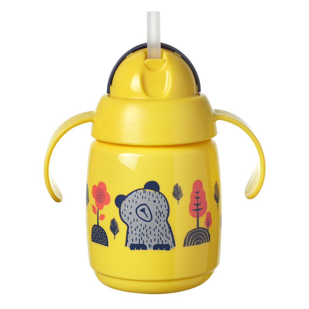 SuperStar Spill-proof cup με καλαμάκι με λαβές 300ml 6m+, BACSHIELD, κίτρινο