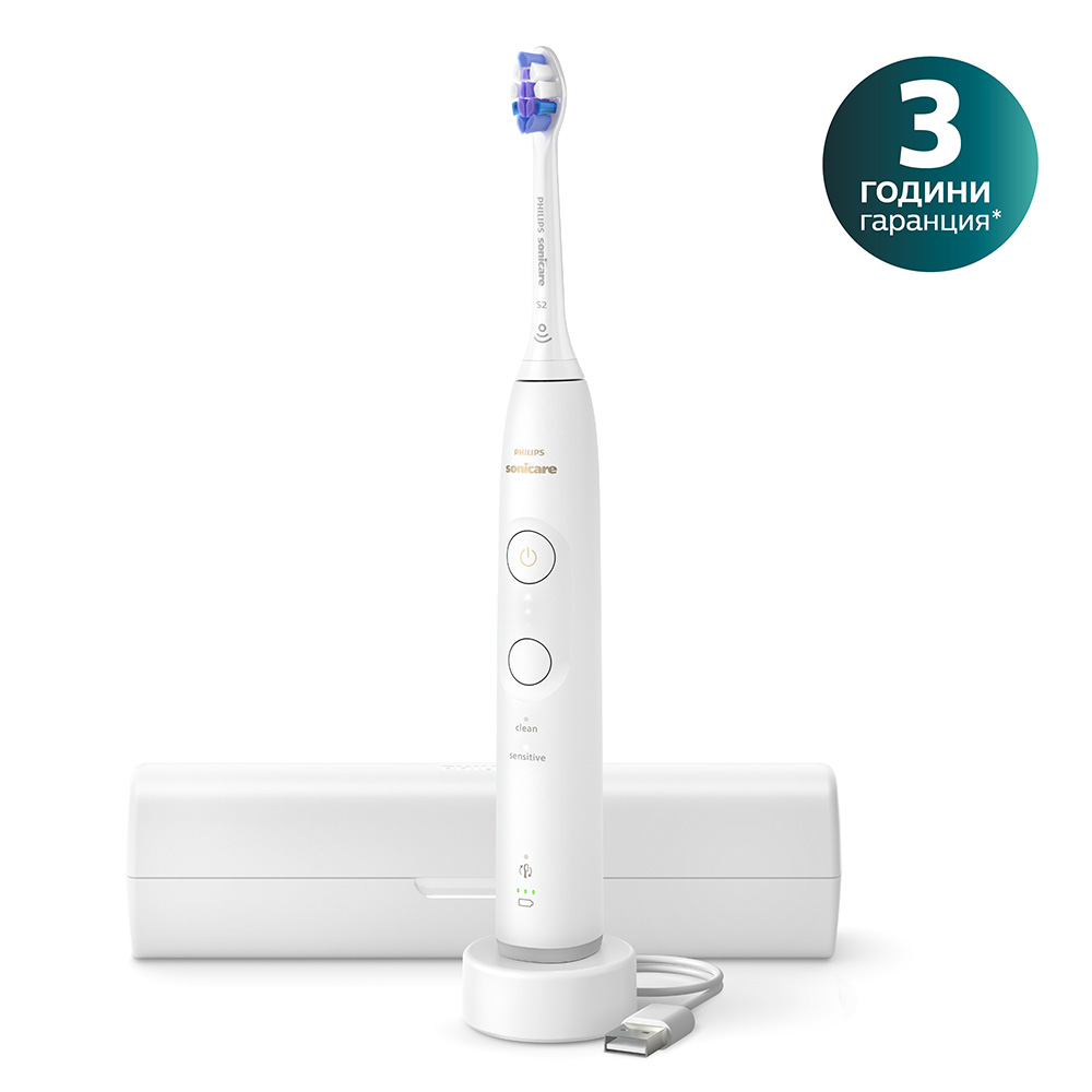 Ηλεκτρική οδοντόβουρτσα Philips Sonicare HX7400/06 σειρά 6100 με τεχνολογία ήχου επόμενης γενιάς, 2 λειτουργίες, 3 εντάσεις, αισθητήρα πίεσης φωτός, κεφαλή S2 Sensitive, θήκη ταξιδιού
