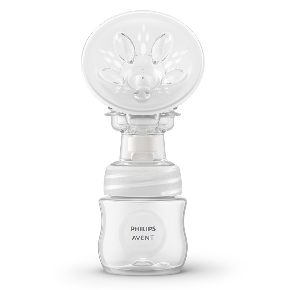 Σετ από ηλεκτρικό θήλαστρο Philips AVENT Essential, 1 μπιμπερό Natural Response 125 ml, 5 φακελάκια μητρικού γάλακτος και 4 επιθέματα