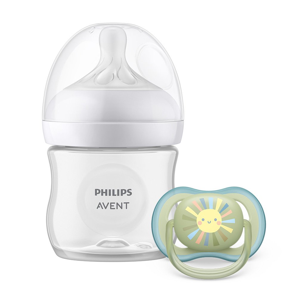 Βρεφικό σετ Philips AVENT SCD837/10 με μπιμπερό Natural Response 125 ml με θηλή χωρίς διαρροές Flow 2, 0m+ και πιπίλα Ultra Air 0-6m