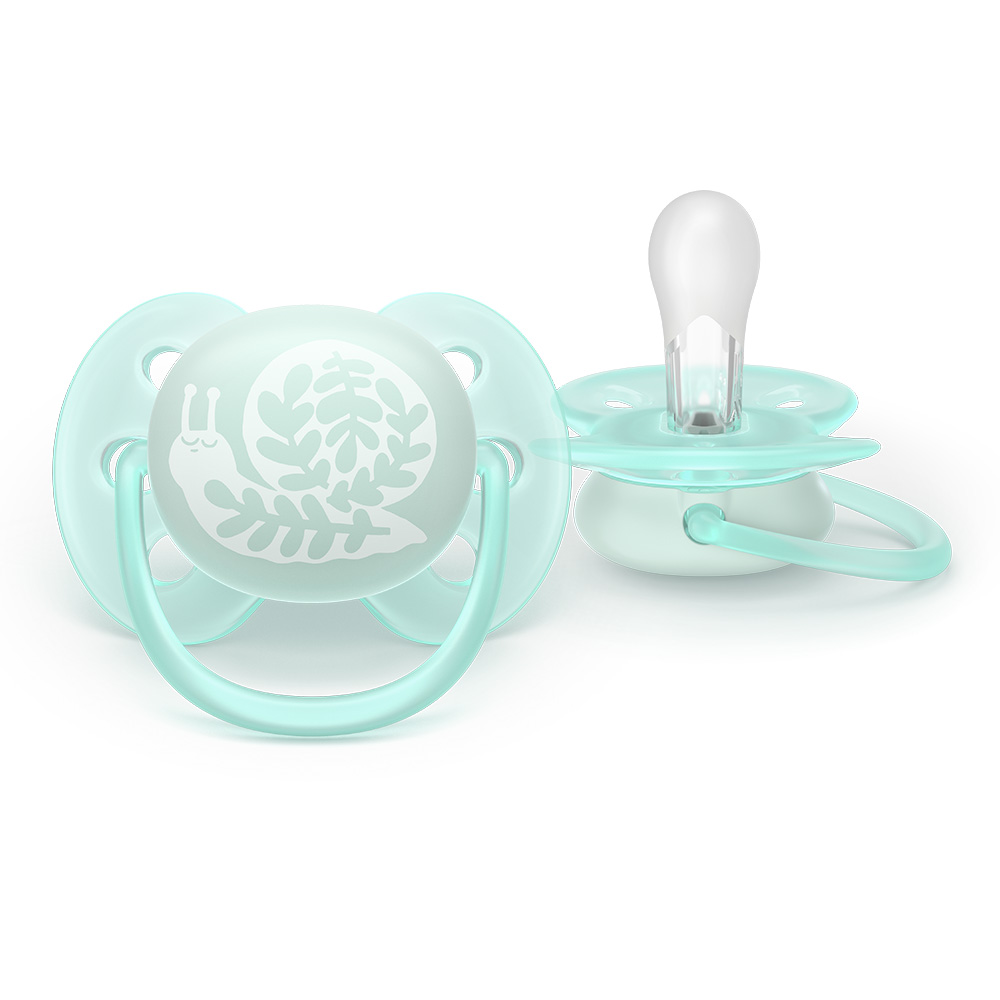 Σετ 2 ορθοδοντικών πιπίλων σιλικόνης Philips AVENT Ultra Soft SCF091/41, σε κουτί αποστείρωσης, φυτικής προέλευσης