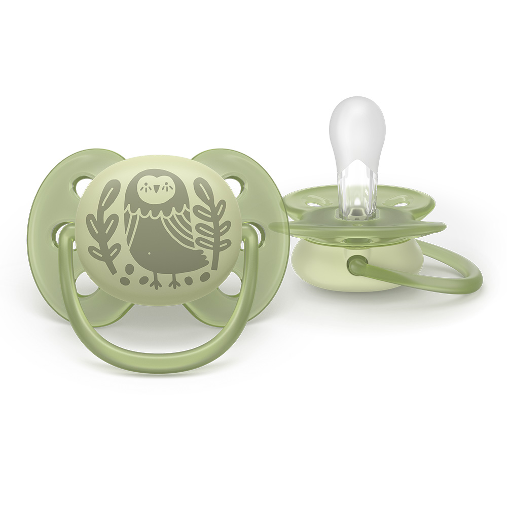 Σετ 2 ορθοδοντικών πιπίλων σιλικόνης Philips AVENT Ultra Soft SCF091/46, σε κουτί αποστείρωσης, φυτικής προέλευσης