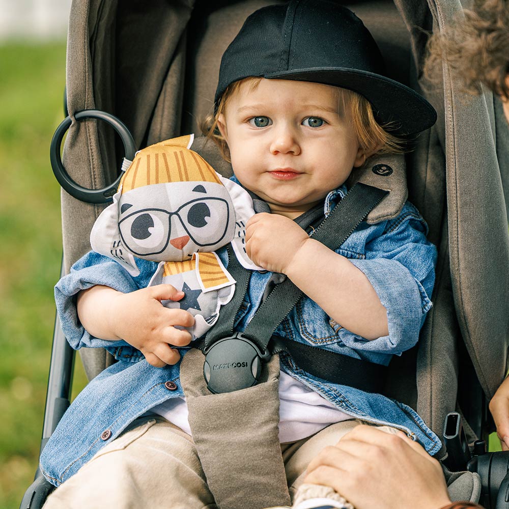 Μαλακό ύφασμα baby Rattle Rabbit από τη συλλογή Tiny Rockers, με κλιπ για στερέωση σε καρότσι, 0m+
