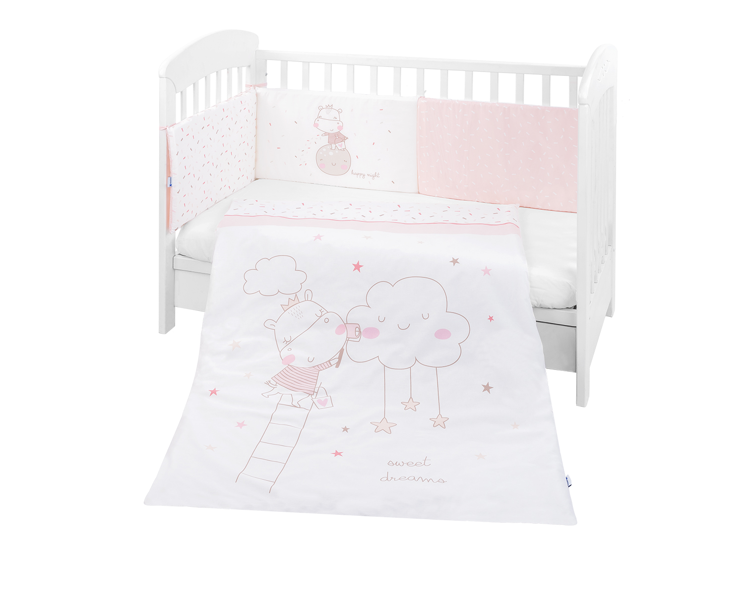 Бебешки спален комплект 2 части EU style 60/120 Hippo Dreams