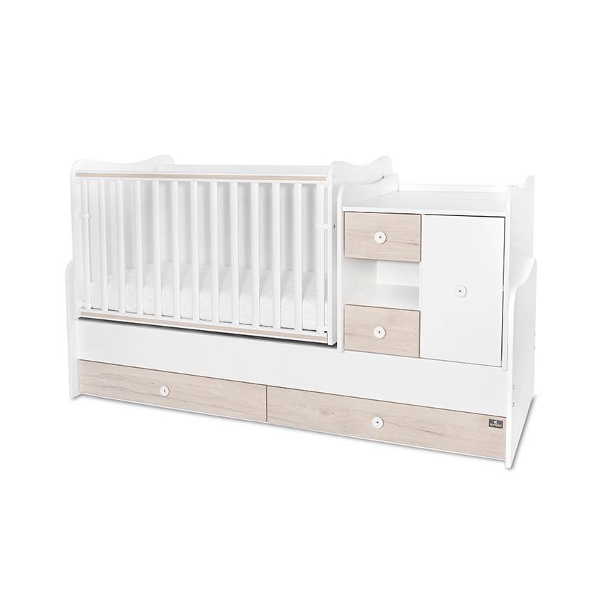 Κρεβάτι Minimax 190/72 χρώμα λευκό/ανοιχτό δρυ καινούργιο