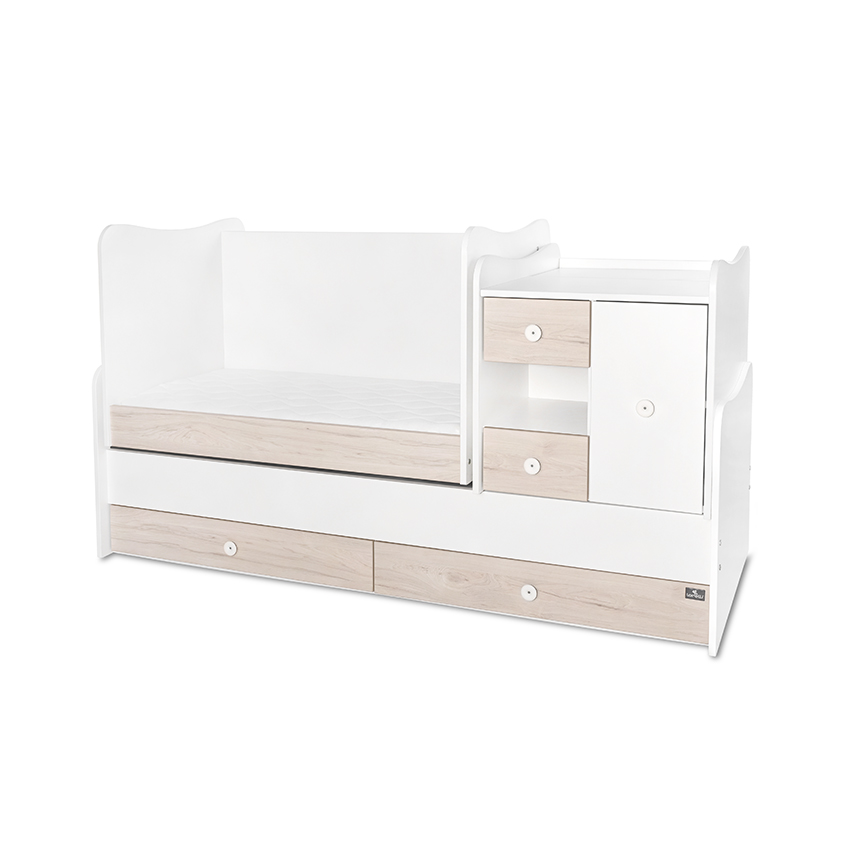 Κρεβάτι Minimax 190/72 χρώμα λευκό/ανοιχτό δρυ καινούργιο