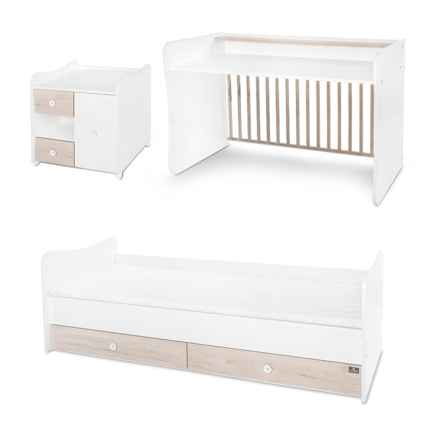 Κρεβάτι Minimax 190/72 χρώμα λευκό/ανοιχτό δρυ καινούργιο