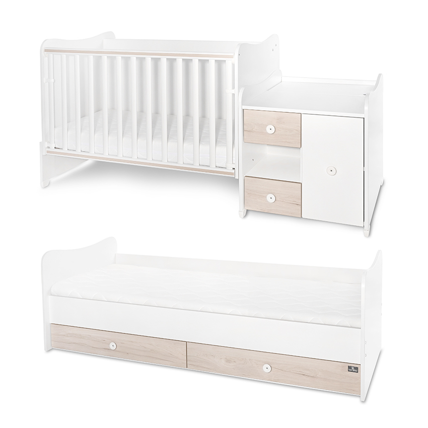 Κρεβάτι Minimax 190/72 χρώμα λευκό/ανοιχτό δρυ καινούργιο