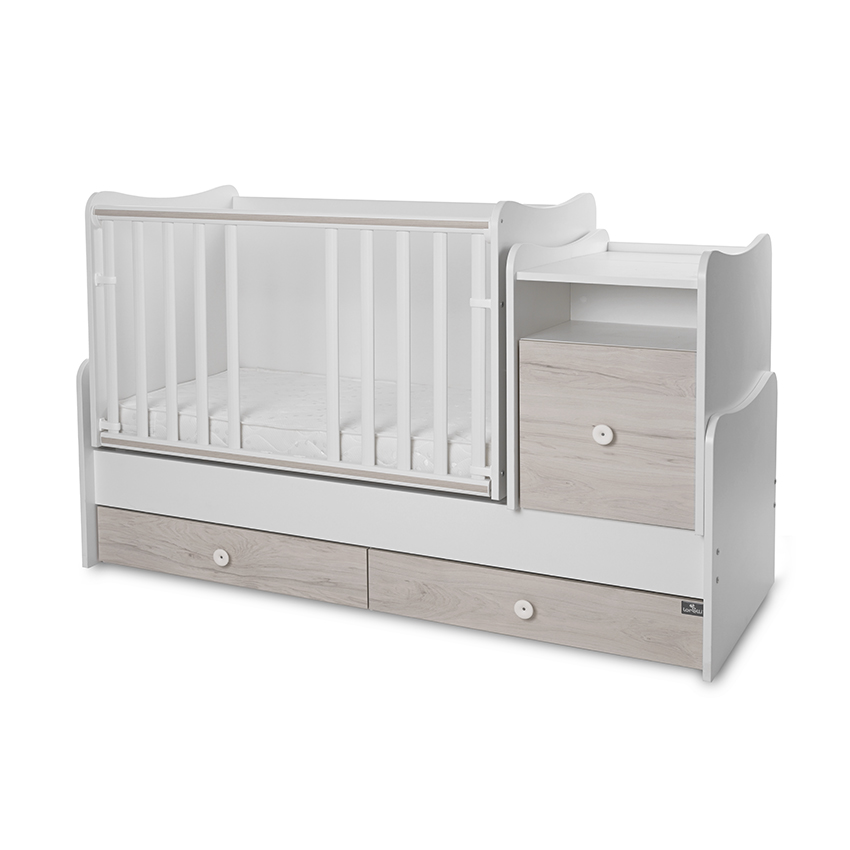 Bed trend plus 70/160 χρώμα λευκό/ανοιχτό δρυς -3κουτί