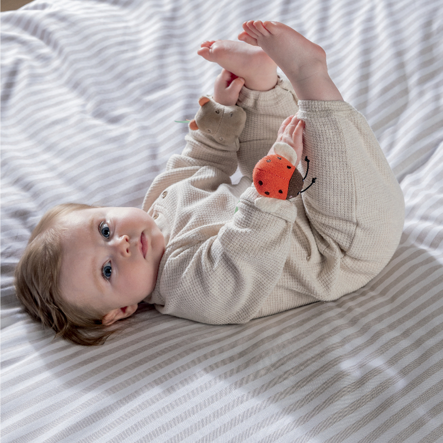 Σετ 2 παιχνιδιών Mamas & Papas Babyplay με κουδουνίστρα - Ιπποπόταμος και πασχαλίτσα