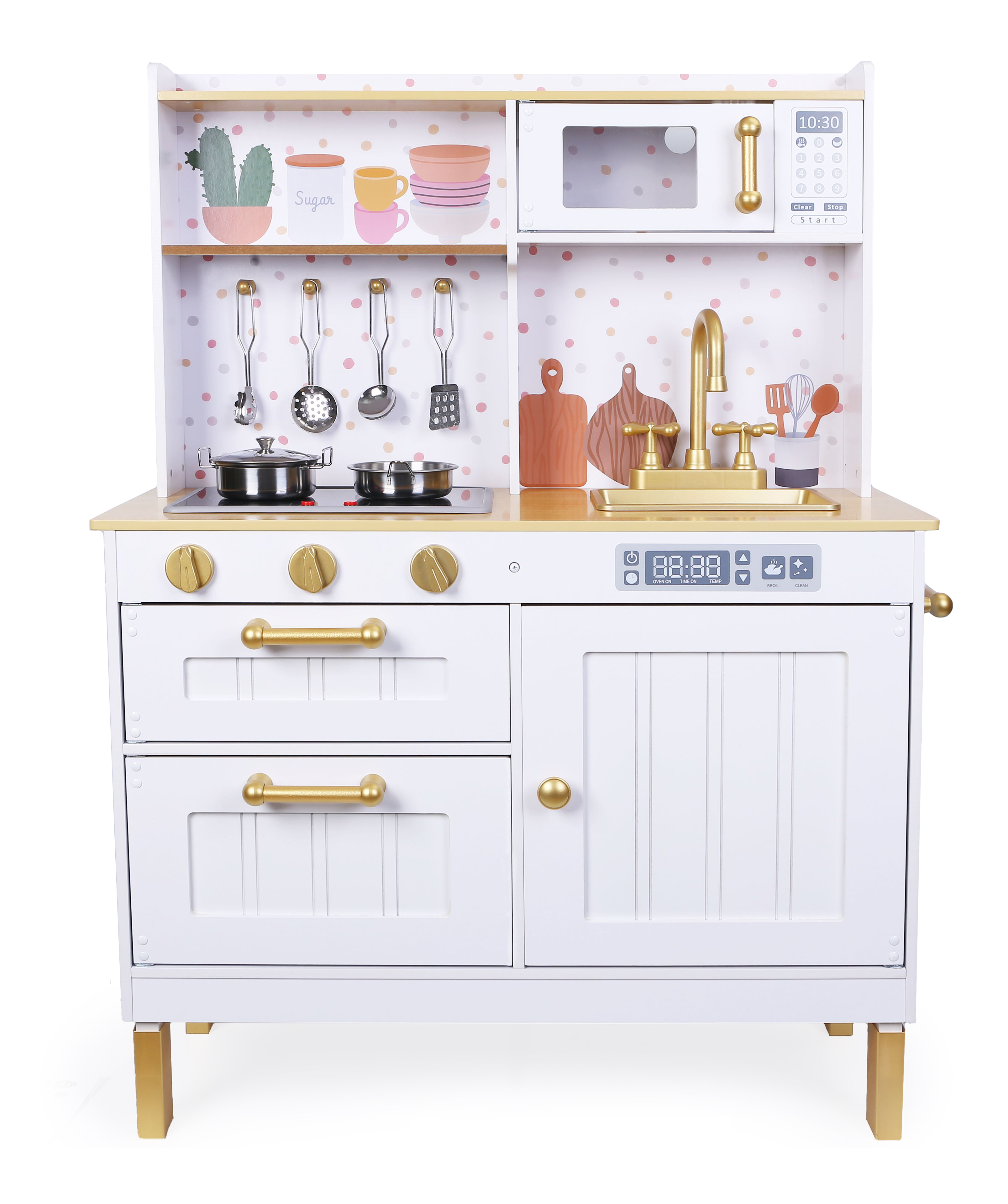 Ξύλινη λευκή κουζίνα με αξεσουάρ 7275