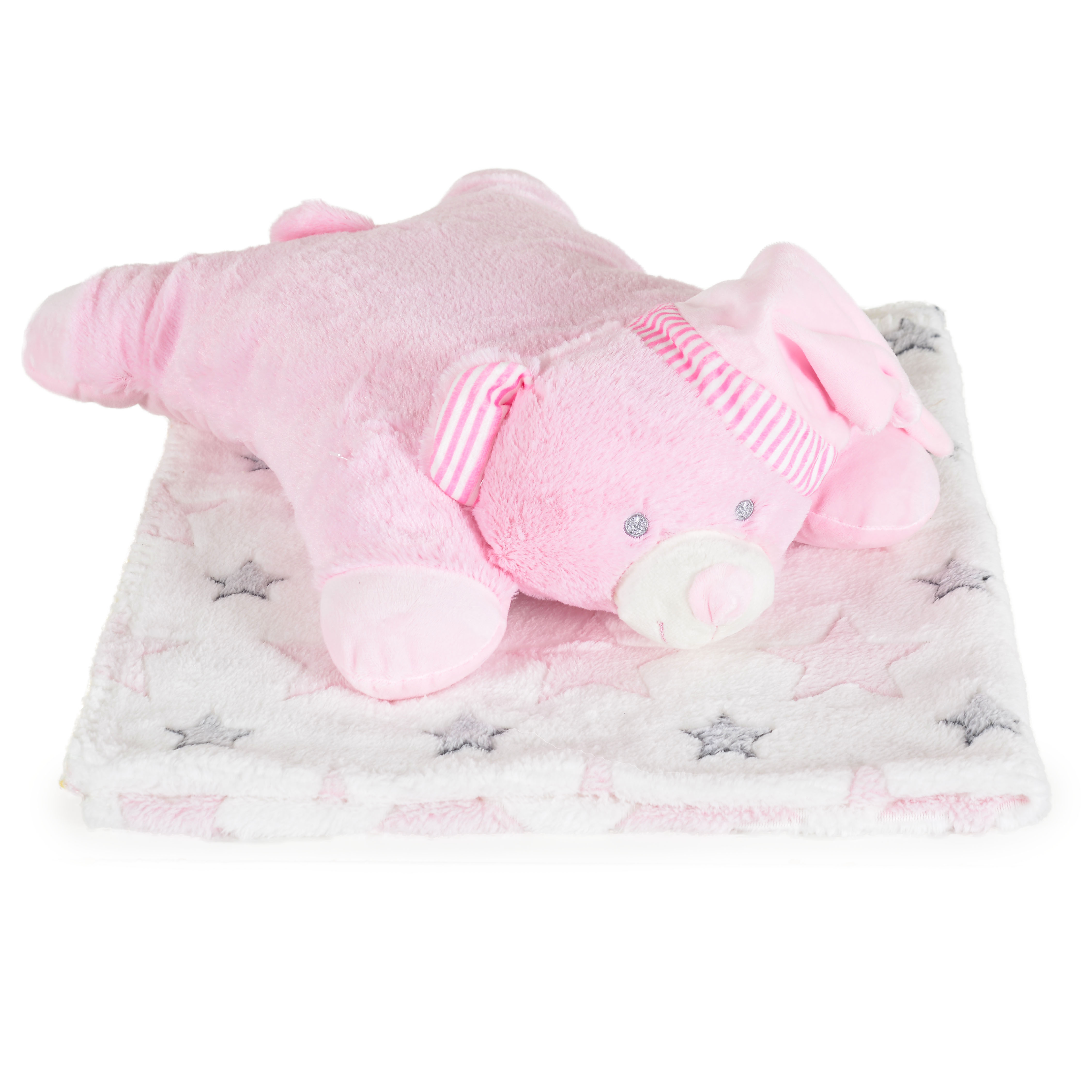 Κουβέρτα 90/75 cm με μαξιλάρι Sleepy Bear ροζ