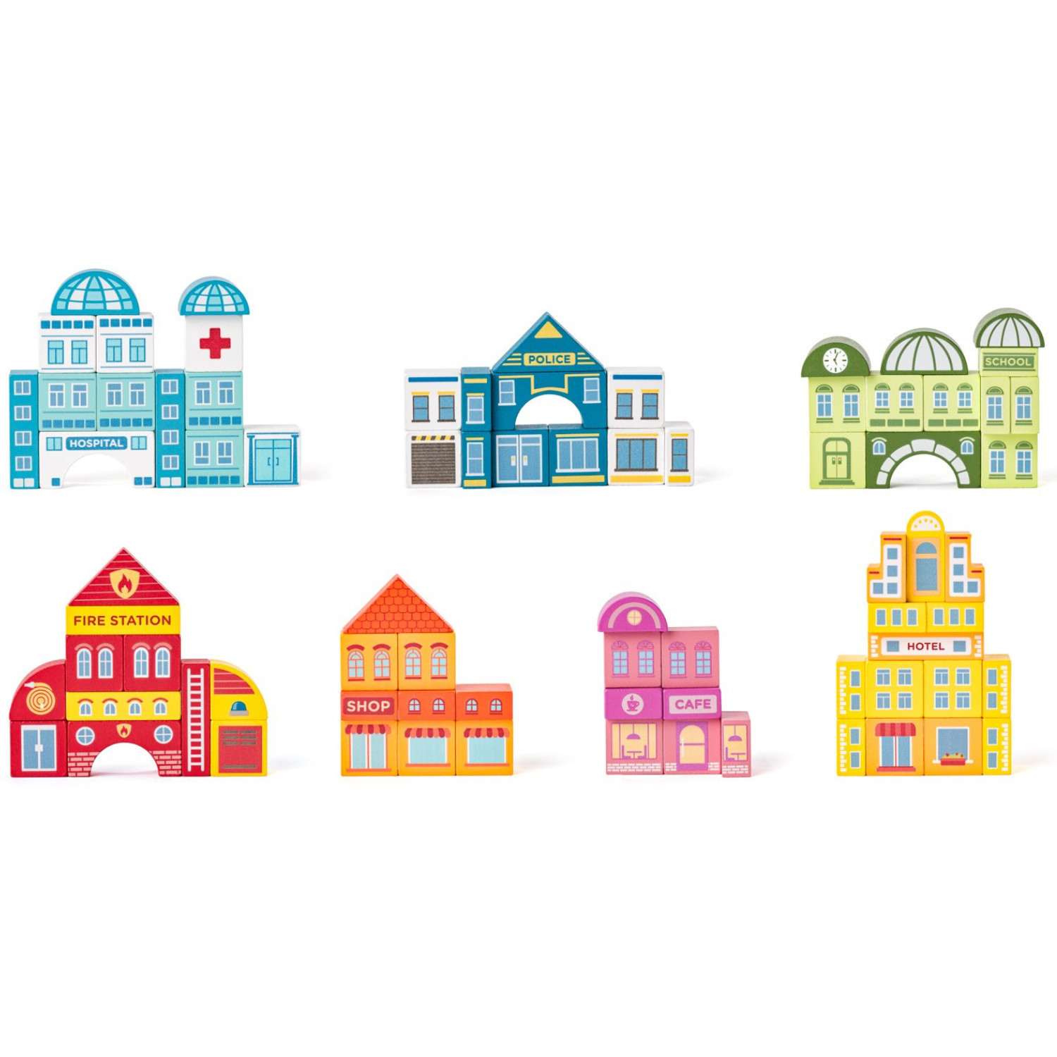 Σετ ξύλινων κατασκευών Big City, 115 τεμάχια Ηλικία: 2+ Αριθμός τεμαχίων: 115