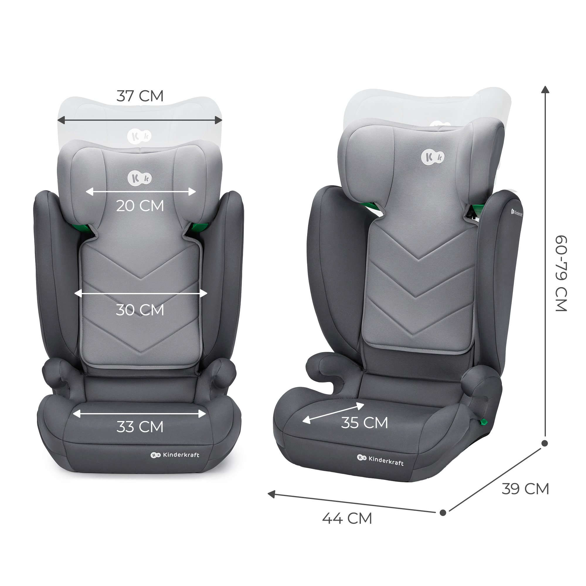 Κάθισμα αυτοκινήτου Kinderkraft I-SPARK 100-150cm ΓΚΡΙ