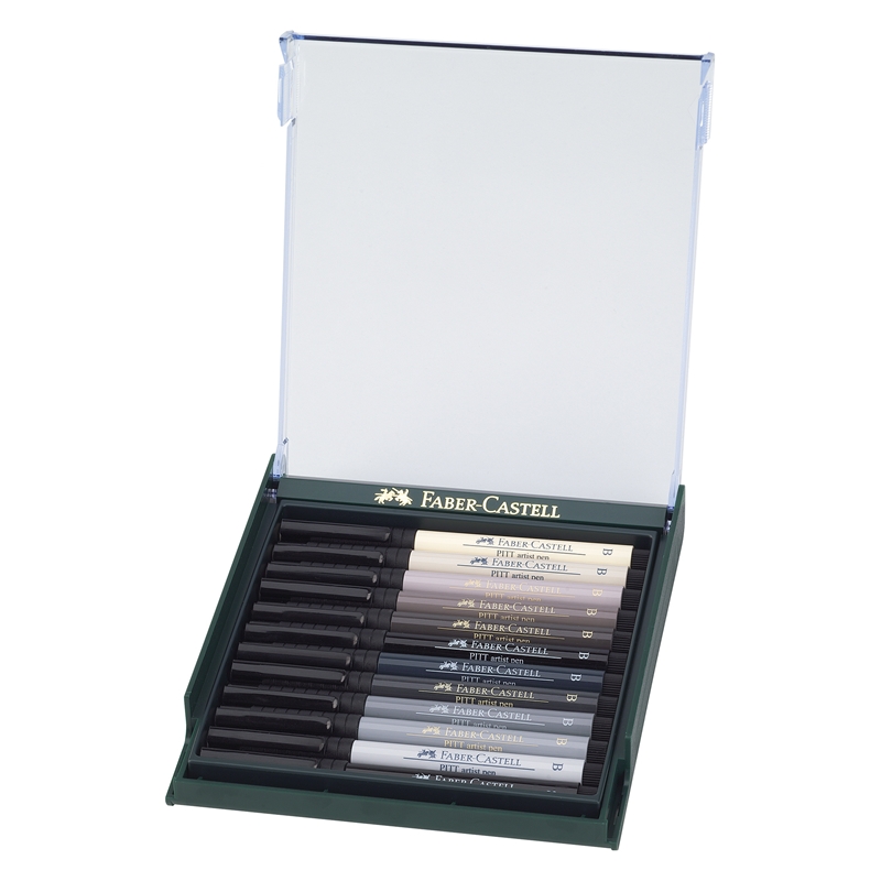 Faber-Castell Marker-brush Pitt Artist Pen, Γκρι, 12 χρώματα