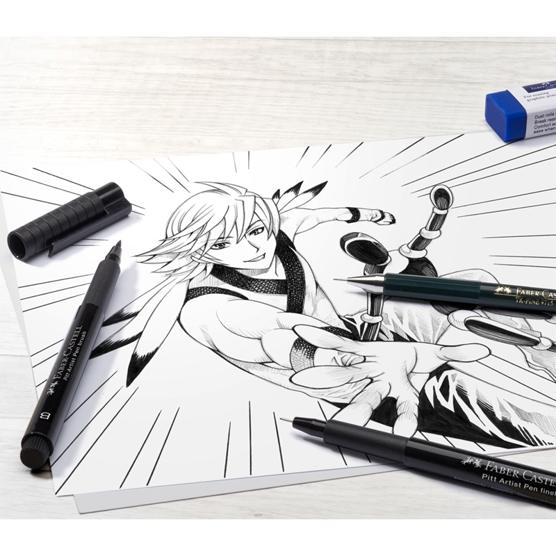 Faber-Castell Pitt Manga Starter Set, μολύβι, μαρκαδόρος και γόμα