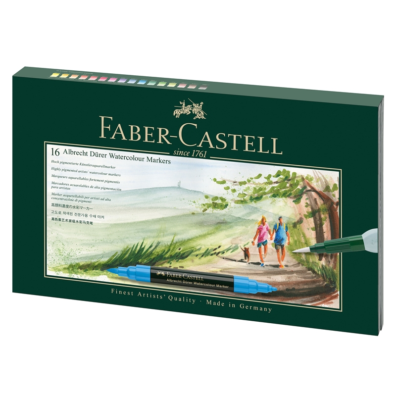 Μαρκαδόρος ακουαρέλα Faber-Castell Albrecht Dürer, 16 χρώματα, σε συσκευασία δώρου