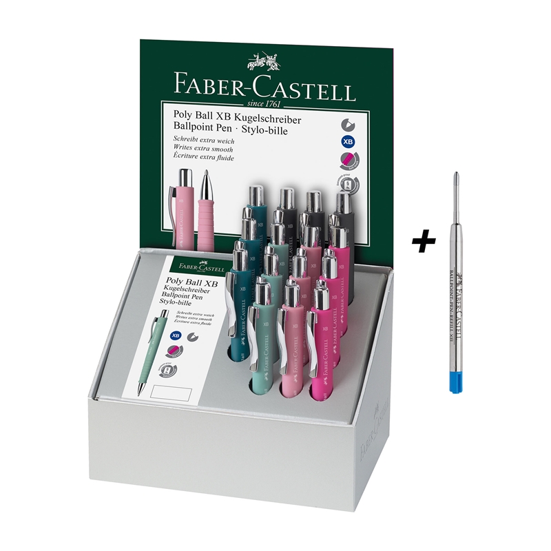 Faber-Castell στυλό Poly Ball XB, αυτόματο, 15 τεμαχίων, πλήρες με 20 ανταλλακτικά