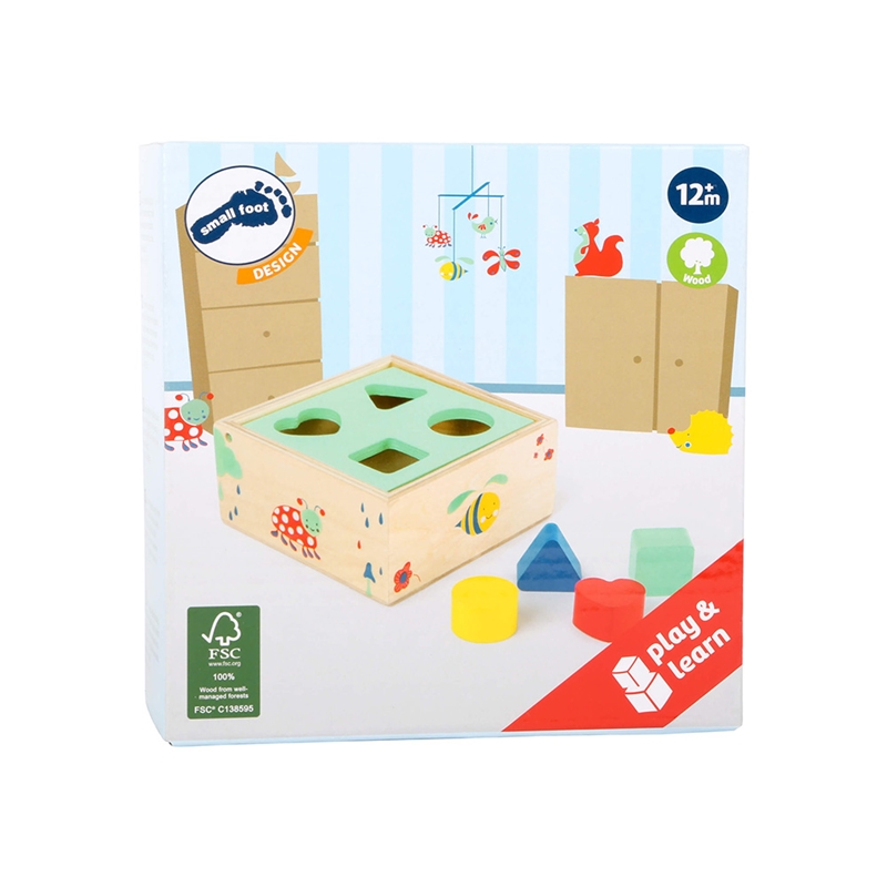 Μικρός κύβος ποδιών, με ξύλινες φόρμες και διαλογέας, ξύλινος, 4 τμημάτων