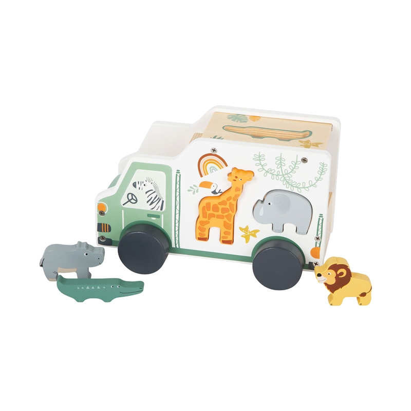 Small Foot Safari car, για ενσωμάτωση ζώων, ξύλινο, 23 x 13 x 14 cm