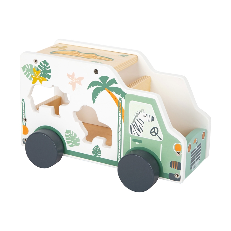 Small Foot Safari car, για ενσωμάτωση ζώων, ξύλινο, 23 x 13 x 14 cm