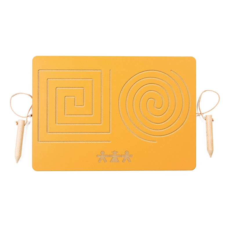 Nowa Szkola Board για γραφοκινητικές ασκήσεις, για 2 χέρια, κύκλος και τετράγωνο, κίτρινο