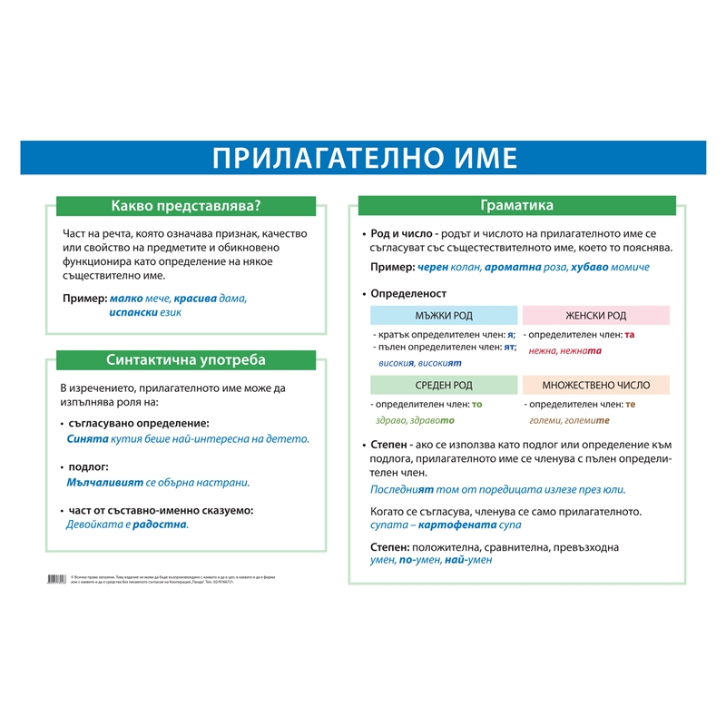 Cubos Ученическо табло ''Прилагателни имена'', 100 x 70 cm
