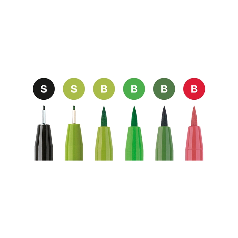 Faber-Castell Pitt Artist Marker, σετ καλλιγραφίας, 6 χρώματα, πράσινο