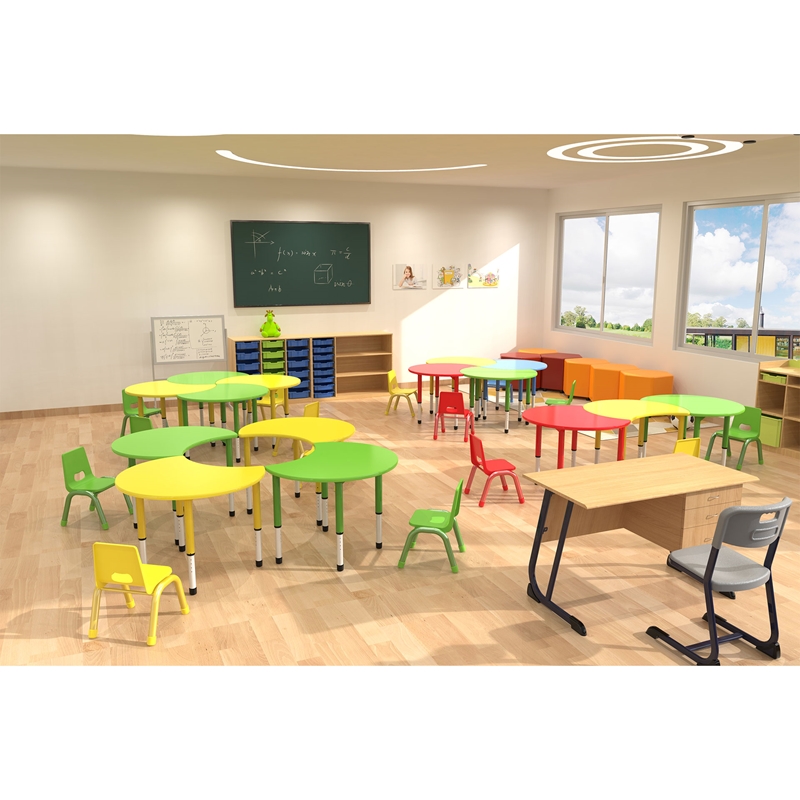 RFG Student Desk Moon, ρυθμιζόμενο ύψος, 900 x 900 x 550-750 mm, μπλε