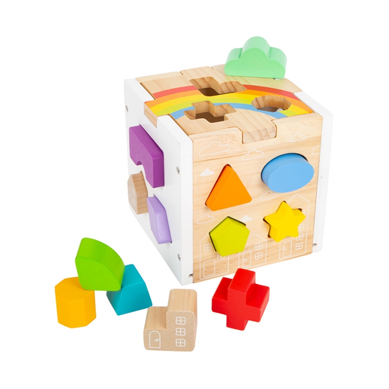 Small Foot Sorting Cube Rainbow, με γεωμετρικά σχήματα, ξύλινο