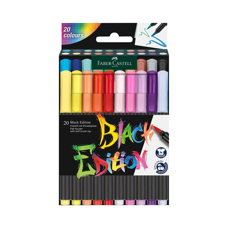 Faber-Castell Marker-brush Black Edition, 20 χρώματα