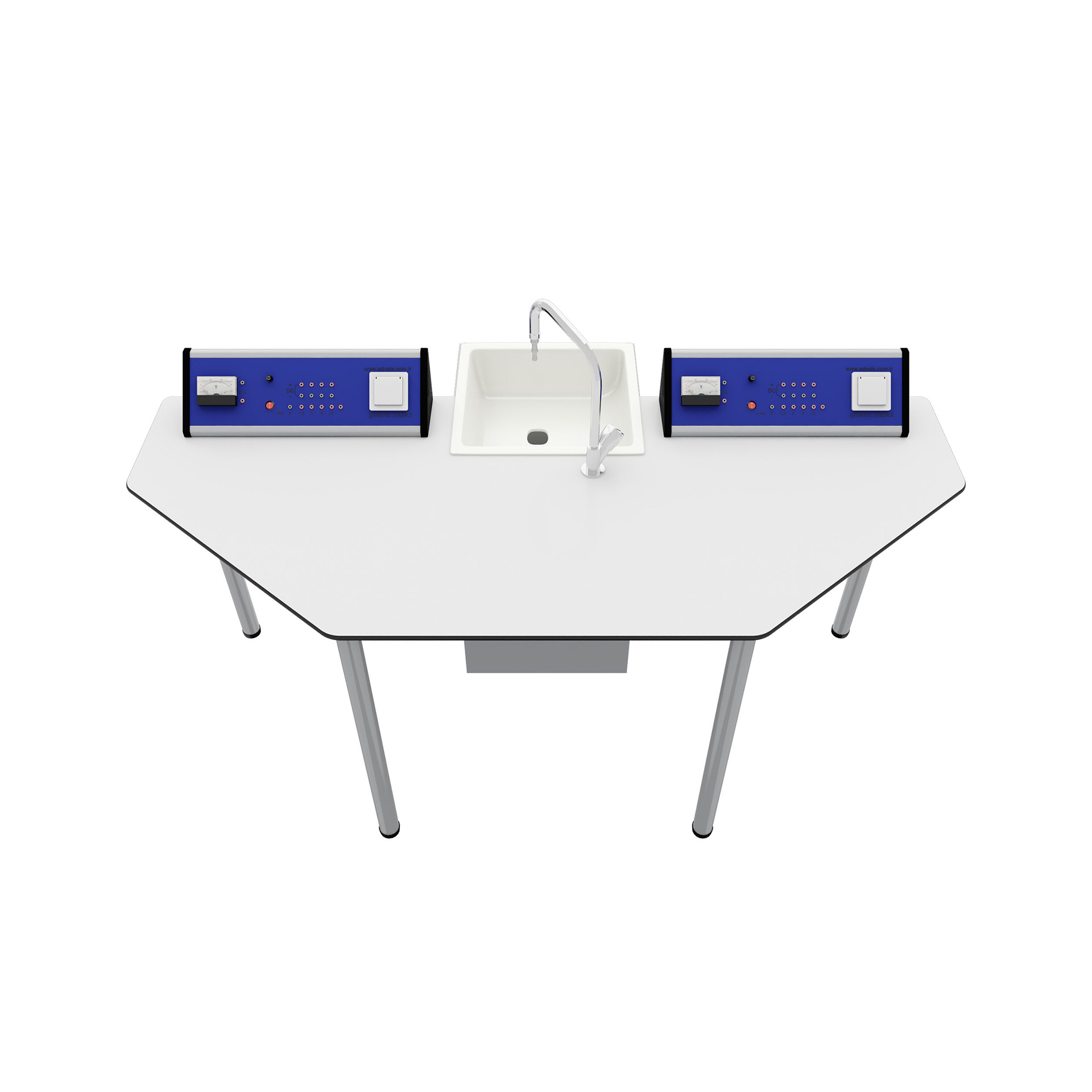 RFG Лабораторна маса по химия и биология Quin, над VII клас, 170 х 70 х 75 cm, синьо-бяла