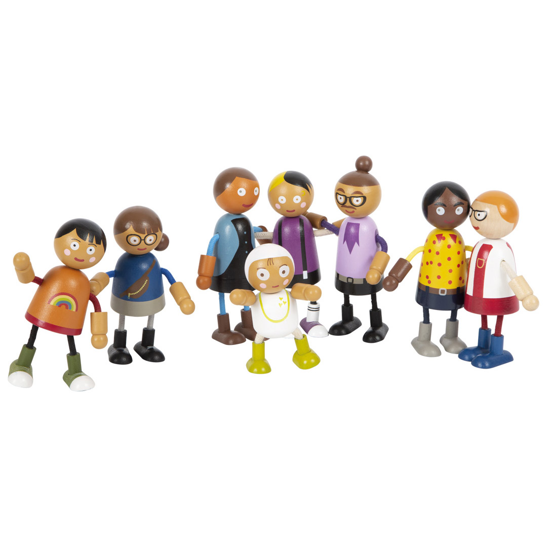 Small Foot Dolls οικογένεια με μωρό, ξύλινο, 8 τεμάχια