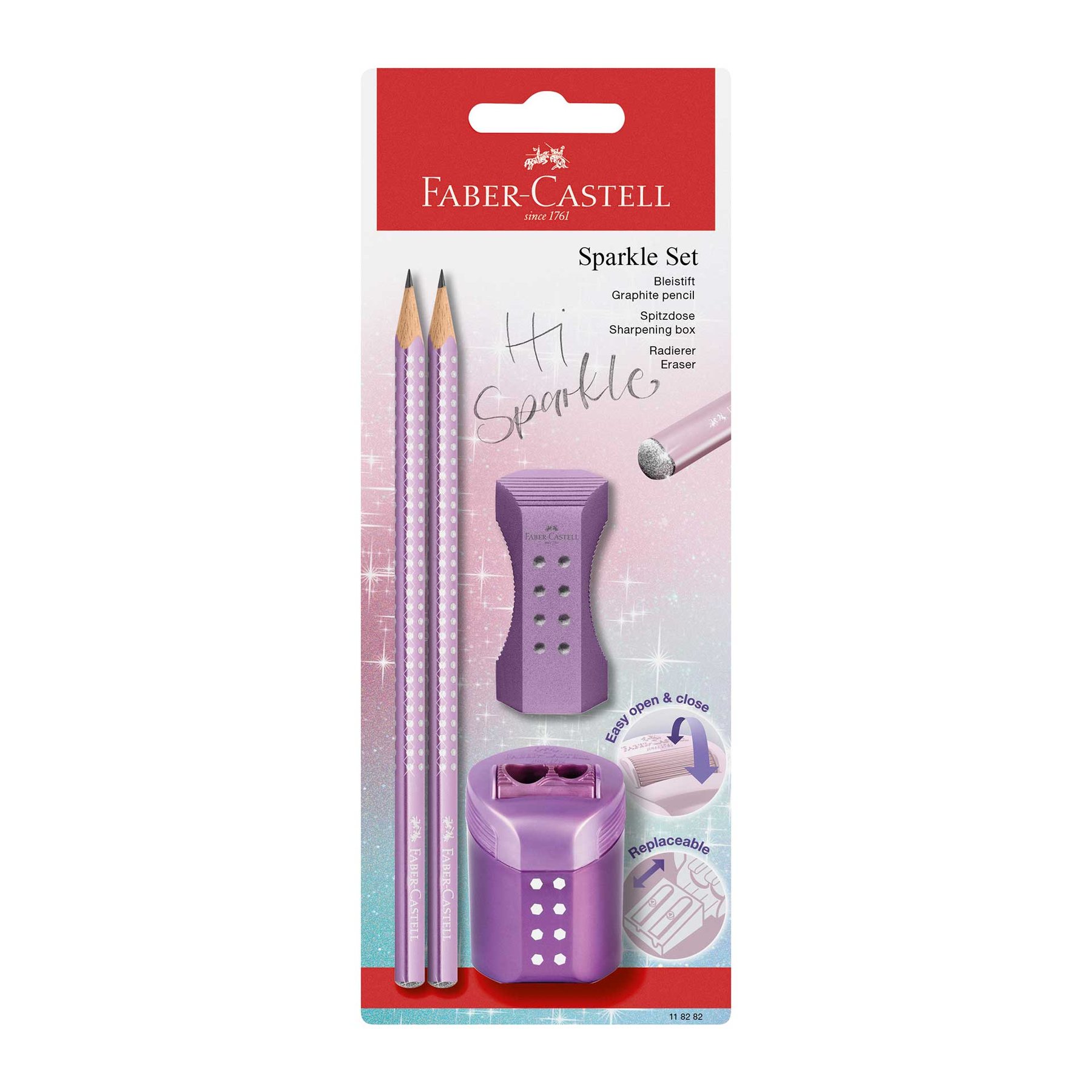 Μολύβι Faber-Castell Sparkle Cosmic, 2 τεμαχίων, με γόμα και ξύστρα