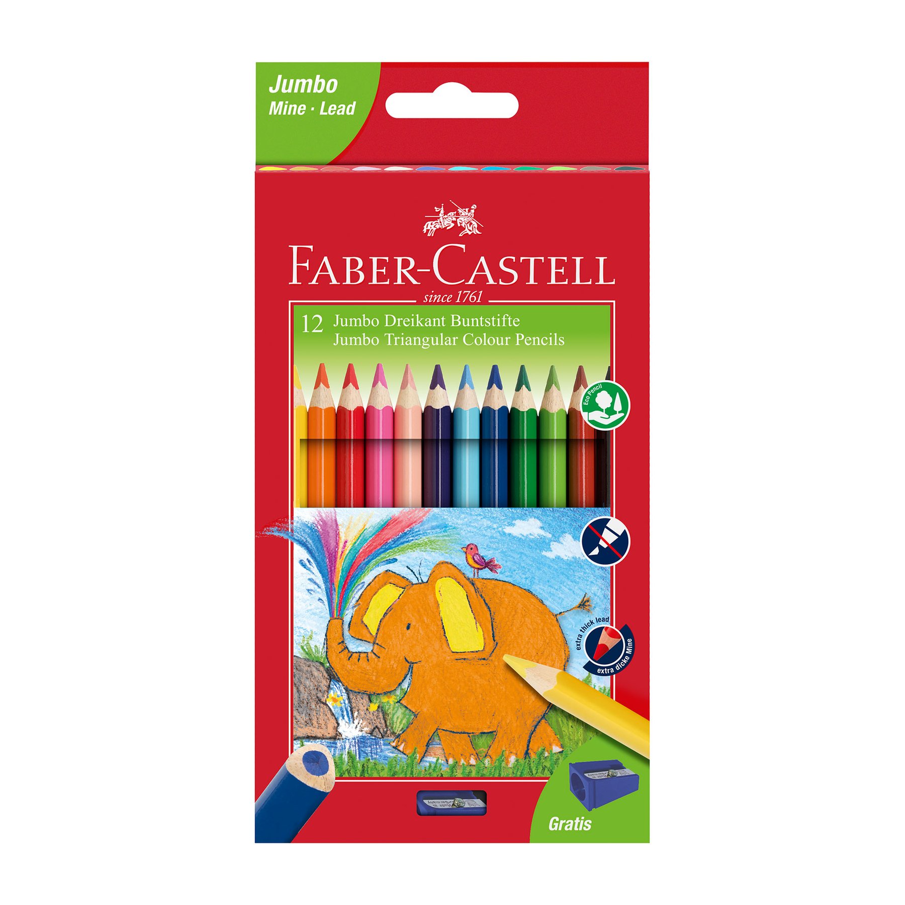 Μολύβια Faber-Castell Triangular Jumbo, 12 χρωμάτων