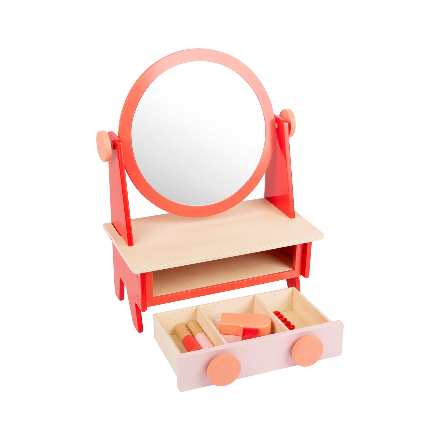 Τραπέζι μακιγιάζ ποδιών, ρετρό με καθρέφτη, ξύλινο, 33 x 18 x 43 cm