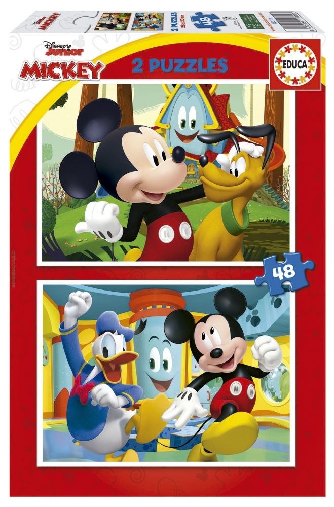Educa 2in1 puzzle, Mickey Mouse, Fun house, 2 x 48 κομμάτια