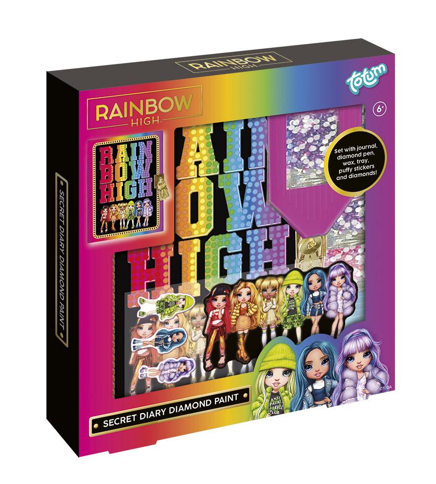 Комплект таен дневник, Totum, Rainbow high, Рисуване с диаманти, 6 части