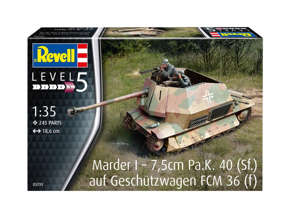 Сглобяем модел Танков разрушител Marder I - 7,5cm Pa.K. 40 (Sf.) Auf Geschutzwagen FCM 36 (f), 245 части
