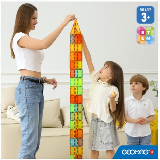 Magnetic Constructor, Geomag, Πολύχρωμα Πλακάκια, STEM, 32 Τεμάχια