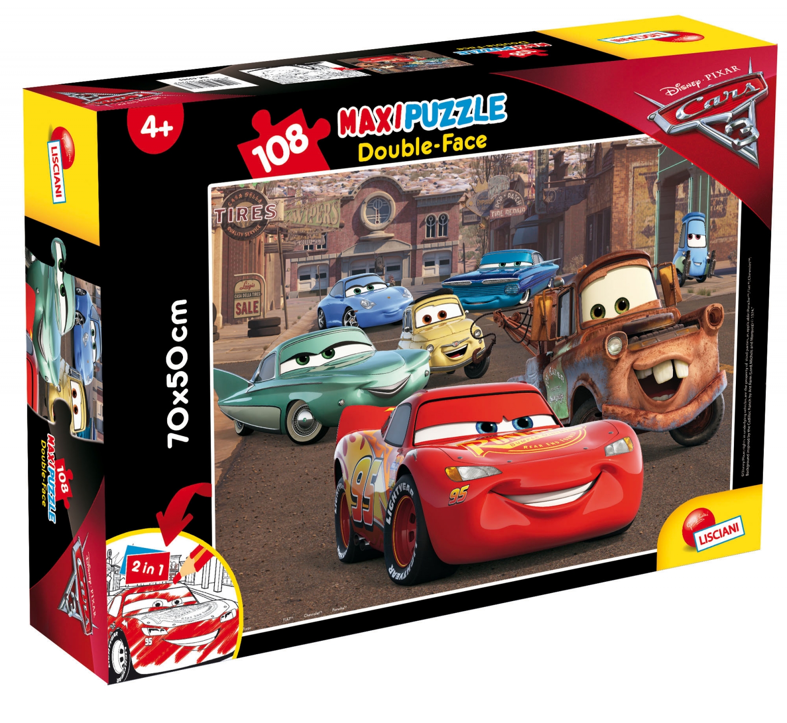 Παζλ, Lisciani, Cars 3, Παζλ διπλής όψης 108 τεμαχίων
