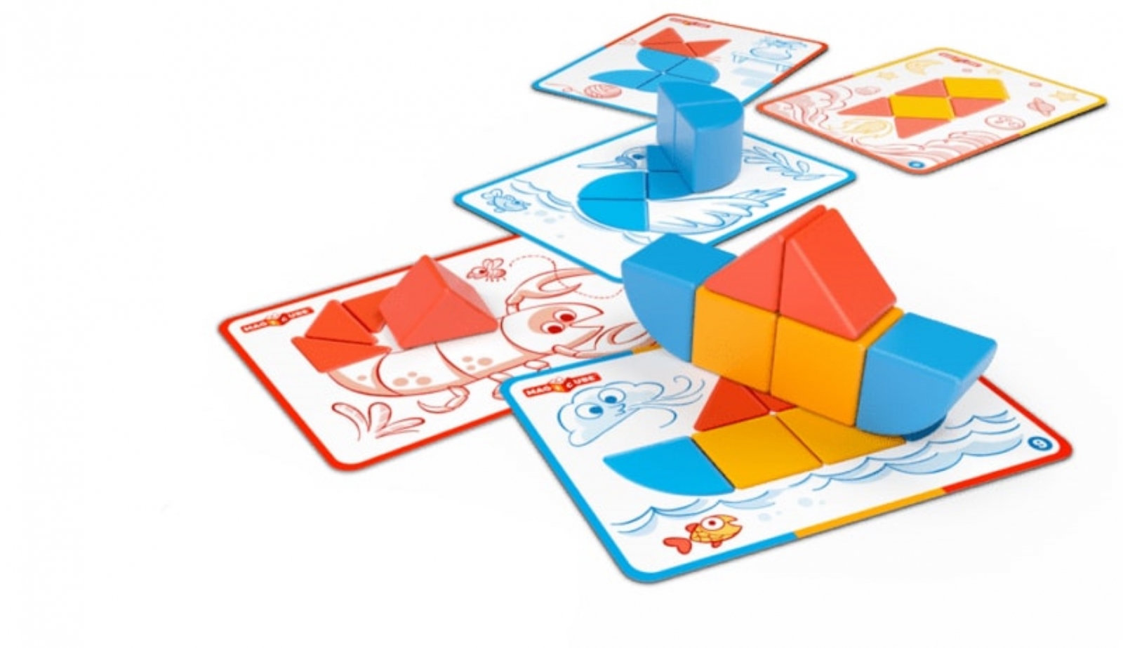 Магнитен конструктор Magicube, Форми и карти, 16 части