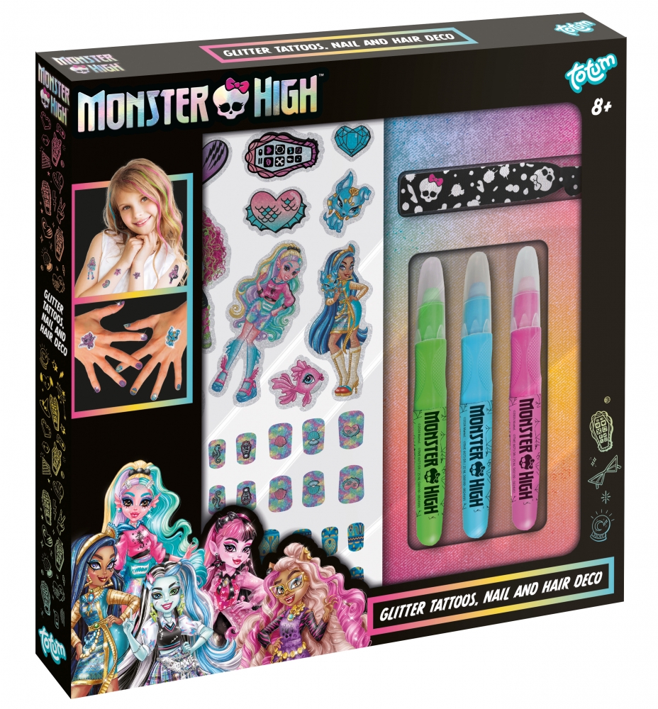 Σετ αξεσουάρ, Totum, Monster High, διακόσμηση νυχιών και μαλλιών και τατουάζ με γκλίτερ