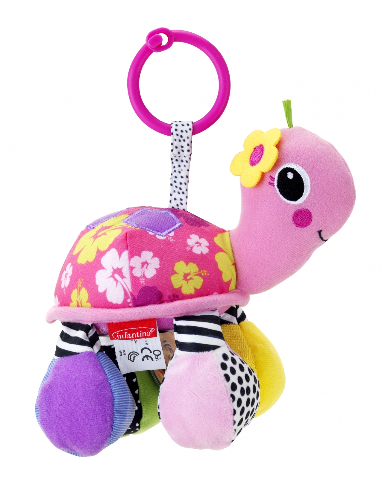 Μωρό λούτρινο παιχνίδι, Infantino, Ροζ χελώνα με καθρέφτη