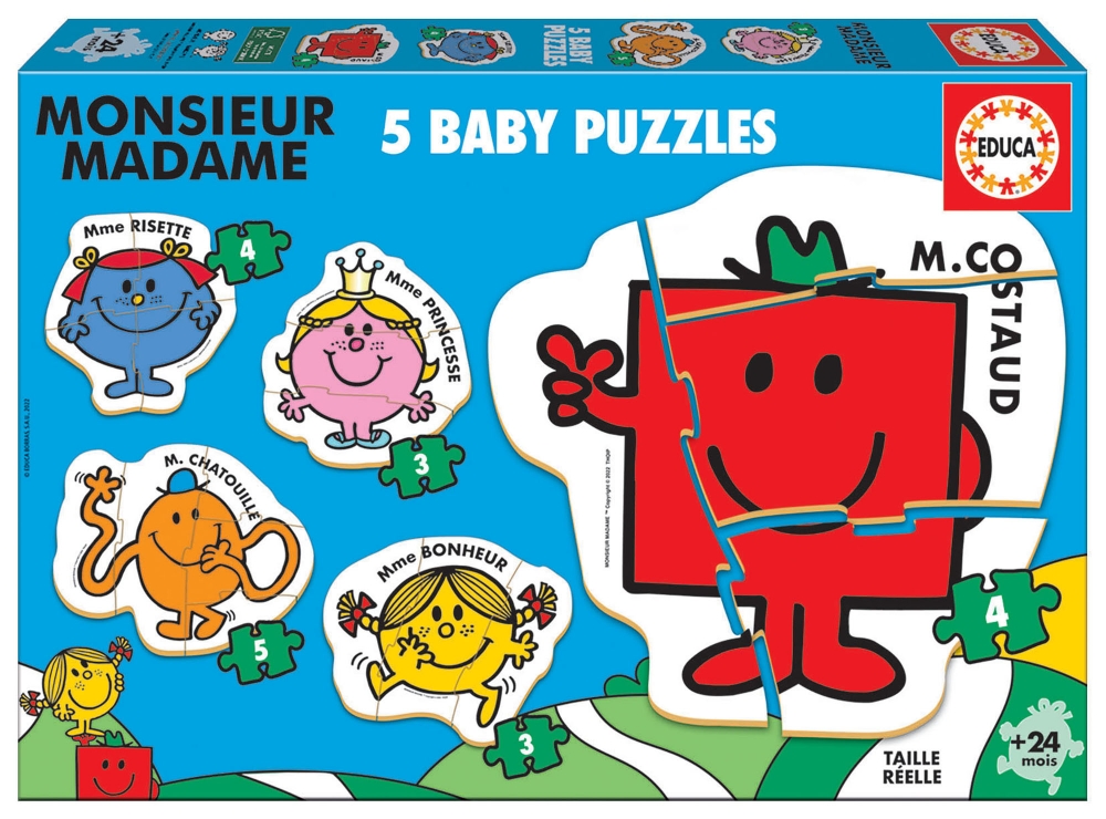 Παιδικό παζλ, Educa, Monsieur Madame, 3/3/4/4/5 μέρη