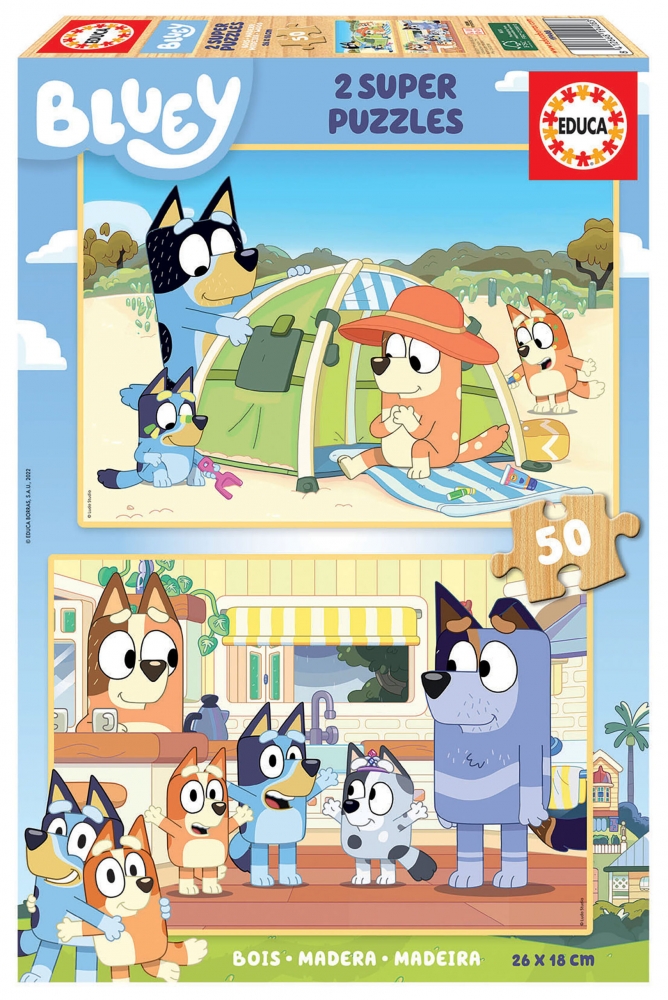 Παζλ για παιδιά, Educa, Bluey, 2 × 50 τεμάχια