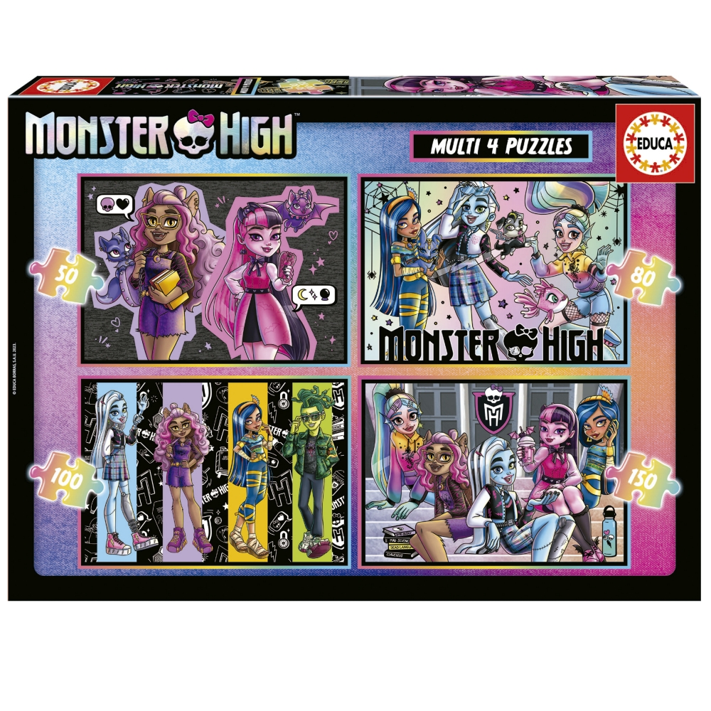 Прогресивен пъзел Monster High 4 в 1, 50/80/100/150 части