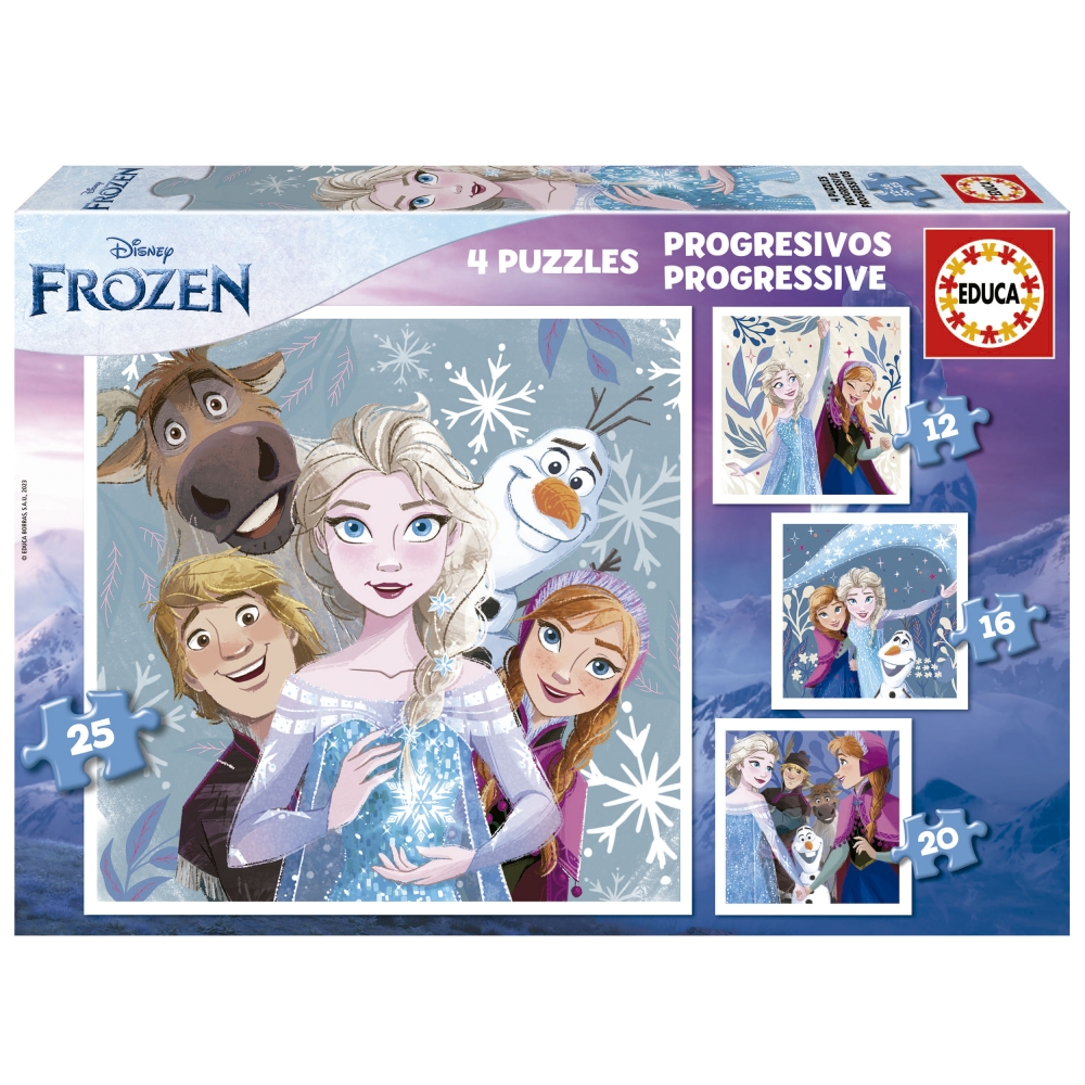 Прогресивен пъзел Frozen 4 в 1, 12/16/20/25 части