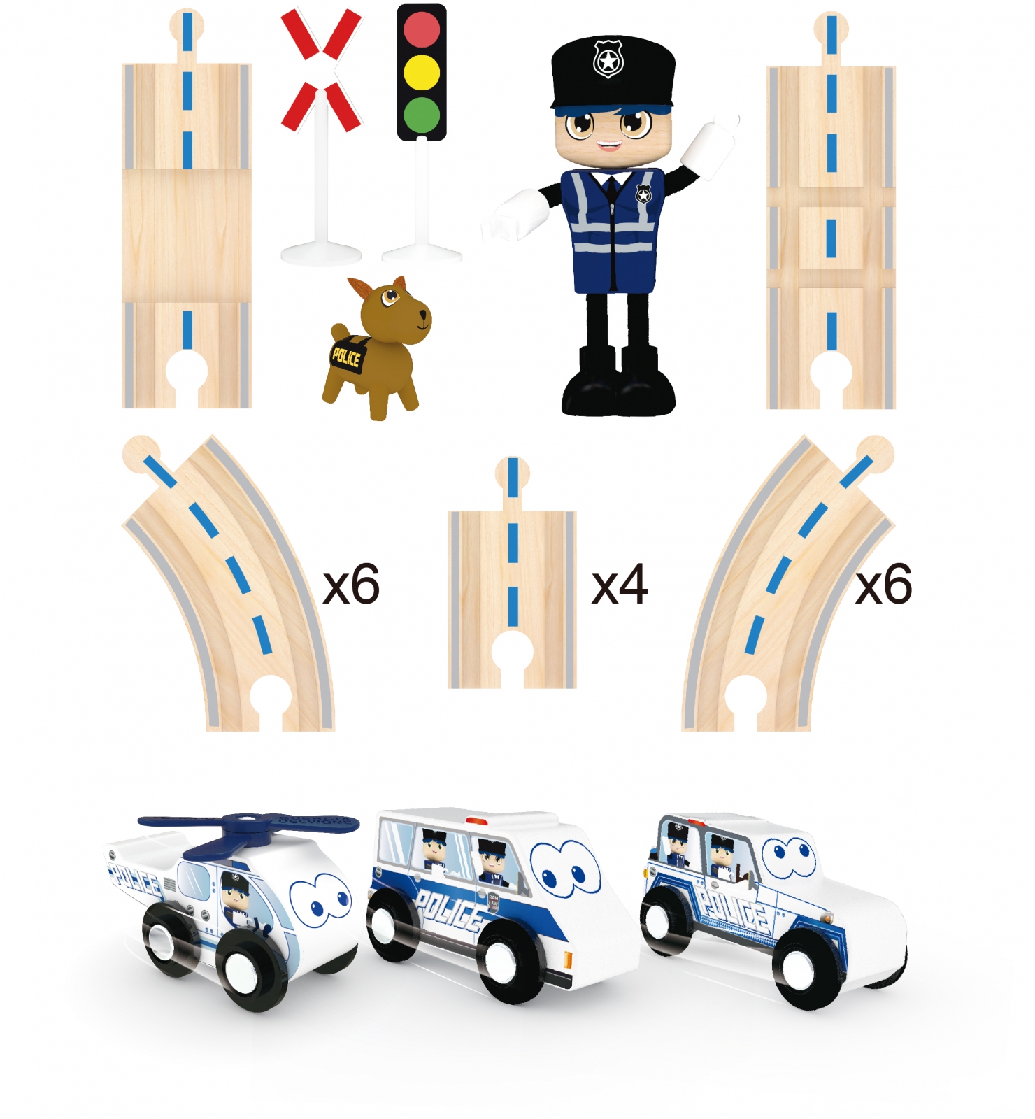 Σετ Ξύλινου Τρένου, J'adore, Αστυνομία, 25 Τεμάχια