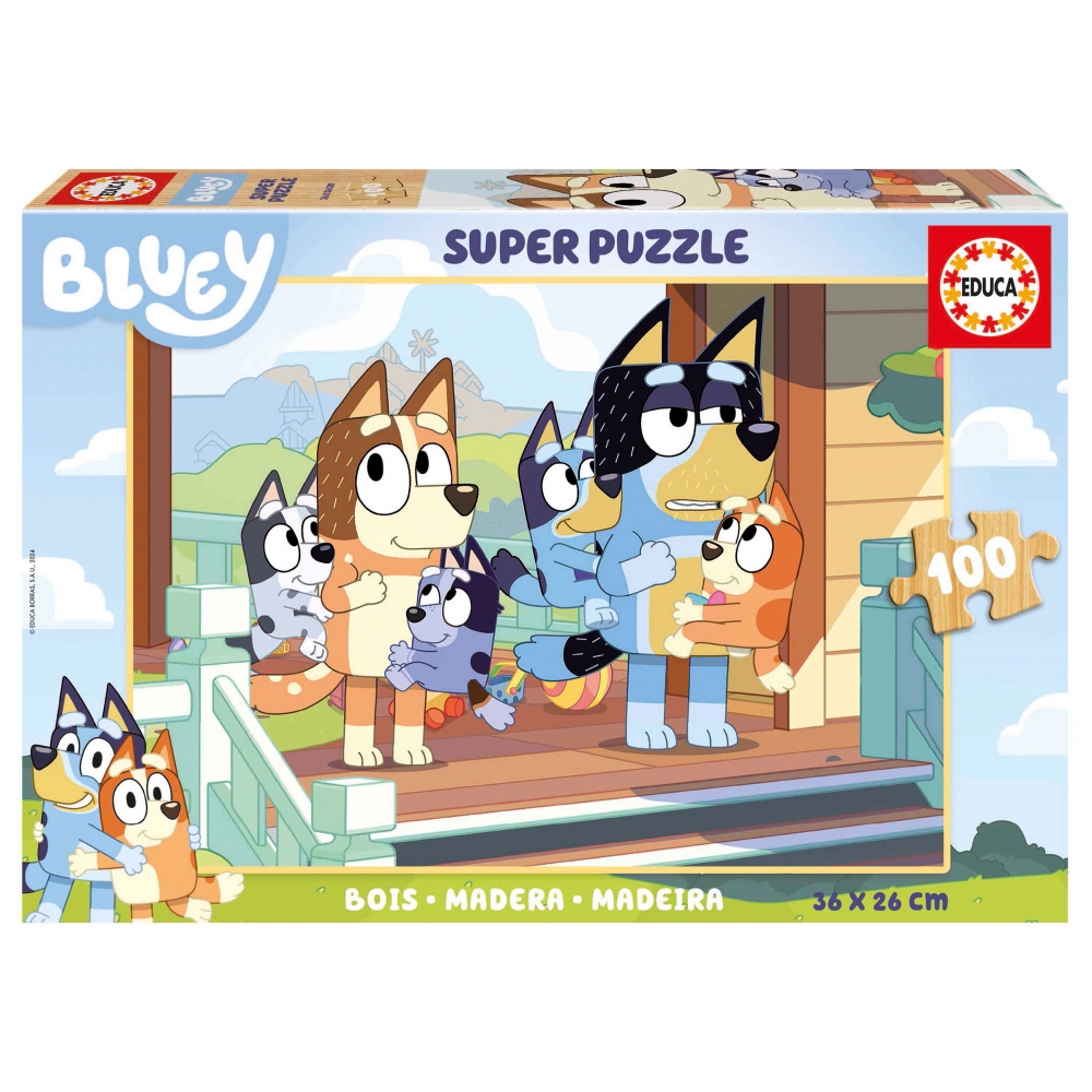 Дървен пъзел Bluey, 100 части
